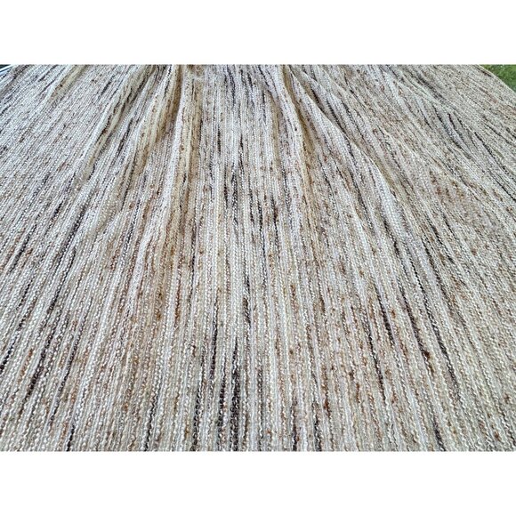 Vintage 70s pleated curtain, tan, brown rust vertical stripes, thick woven - Picture 5 of 10